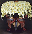 Diego Rivera Famous Paintings - flower carrier